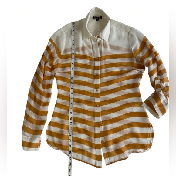 Bebe 100% Mulberry Silk Striped Button Front Blouse Shirt Top Small S - Picture 9 of 9